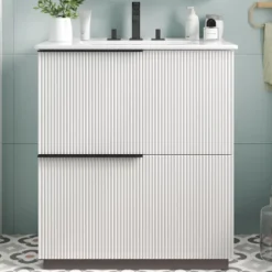 Christopher Knight Home Quillen Modern 30" Bathroom Vanity With Ceramic Sink And Drawers -Living Furniture GUEST 00e775bb b91f 46ac b0a2 ee3388159f14