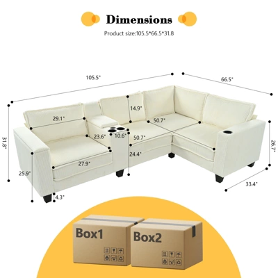 Christopher Knight Home Dave Reversible Corduroy L-Shaped Sofa With Cup Holders And Storage 2 Christopher Knight Home Dave Reversible Corduroy L-Shaped Sofa With Cup Holders And Storage - Image 2