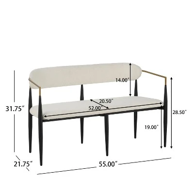 Christopher Knight Home Ingrid Modern Iron Frame Upholstered 55" Loveseat With Open Curved Back 2 Christopher Knight Home Ingrid Modern Iron Frame Upholstered 55" Loveseat With Open Curved Back - Image 2