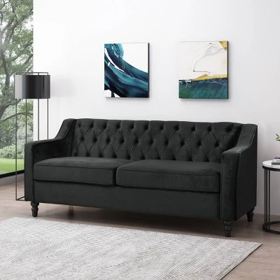Knouff Modern Glam Tufted Velvet 3 Seater Sofa - Christopher Knight Home 1 Knouff Modern Glam Tufted Velvet 3 Seater Sofa - Christopher Knight Home