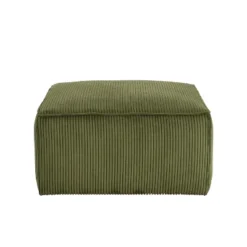 Christopher Knight Home Hayes Corduroy And Wood Square Accent Ottoman, Olive Green