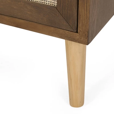 Hulett Contemporary End Table With Storage Walnut/Natural/Antique Gold - Christopher Knight Home 7 Hulett Contemporary End Table With Storage Walnut/Natural/Antique Gold - Christopher Knight Home - Image 7