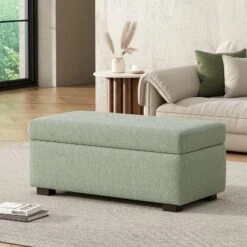 Christopher Knight Home Kalysta Contemporary Rubberwood Upholstered Rectanglar Storage Ottoman -Living Furniture GUEST 04eb29d4 1667 4aad a829 71861c70bf79