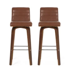 2pc Hargis Mid Century Modern Channel Stitch Bentwood Swivel Counter Height Barstools - Christopher Knight Home -Living Furniture GUEST 05663b97 98fe 4d0d b2d6 44f8a984b198