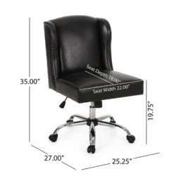 Bergen Contemporary Wingback Swivel Office Chair Midnight Black/Chrome - Christopher Knight Home 13 Bergen Contemporary Wingback Swivel Office Chair Midnight Black/Chrome - Christopher Knight Home -Living Furniture GUEST 060bfe26 d7bd 4b87 8970 cfdbdba612bb