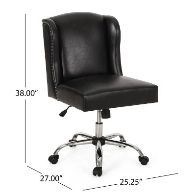 Bergen Contemporary Wingback Swivel Office Chair Midnight Black/Chrome - Christopher Knight Home 6 Bergen Contemporary Wingback Swivel Office Chair Midnight Black/Chrome - Christopher Knight Home - Image 6