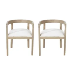 Christopher Knight Home Set Of 2 Ladieu Fabric And Wood Tub Dining Chairs