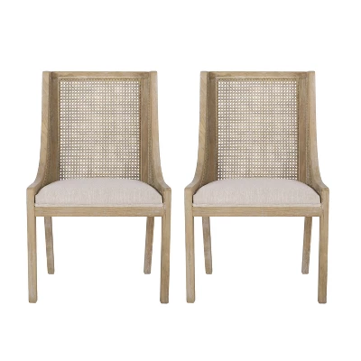 Christopher Knight Home Set Of 2 Maurers Cane And Wood Upholstered Dining Chairs Beige/Natural 1 Christopher Knight Home Set Of 2 Maurers Cane And Wood Upholstered Dining Chairs Beige/Natural