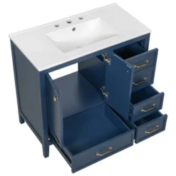 Christopher Knight Home Bathroom Vanity With Ceramic Sink, Bathroom Cabinet With Soft-Closing Door, Drawers Of Different Sizes, Solid Wood Frame & Leg -Living Furniture GUEST 0a2be971 5098 4a06 84f4 92431ac1f74e