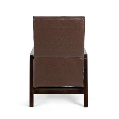 Fernhill Mid Century Modern Faux Leather Upholstered Pushback Recliner Dark Brown/Dark Espresso - Christopher Knight Home 4 Fernhill Mid Century Modern Faux Leather Upholstered Pushback Recliner Dark Brown/Dark Espresso - Christopher Knight Home - Image 4