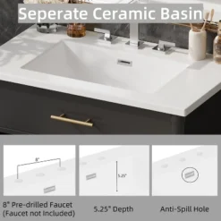 Christopher Knight Home Kachina Modern 31" Bathroom Vanity With Ceramic Sink, 2 Doors And Adjustable Shelf -Living Furniture GUEST 0af741f6 b93c 42ab b3cf bfae0e31716e