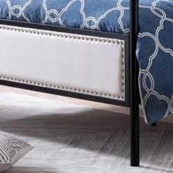 Queen Beechmont Iron Canopy Upholstered Bed - Christopher Knight Home -Living Furniture GUEST 0b35fc48 80a4 4c2e 99f2 acacb0519ff3