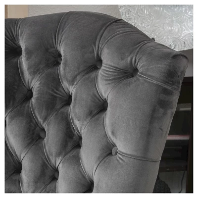 Set Of 2 Moira New Velvet Dining Chair Charcoal - Christopher Knight Home 4 Set Of 2 Moira New Velvet Dining Chair Charcoal - Christopher Knight Home - Image 4