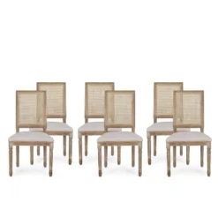 Christopher Knight Home Brownell French Country Wood And Cane Upholstered Dining Chairs (Set Of 6) -Living Furniture GUEST 0c69ee2e 6693 4a9c a147 98fa39fffb49