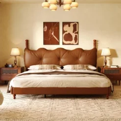 Christopher Knight Home Calka Modern Faux Leather Upholstered Coffee Bed With Headboard