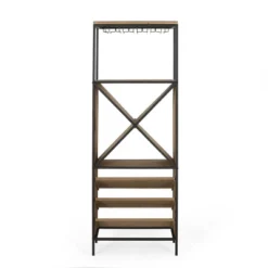 Fritsche Modern Industrial 47 Bottle Floor Wine Rack Natural/Black - Christopher Knight Home -Living Furniture GUEST 0d201922 9c0c 42f2 8dba 728dda5be6f9