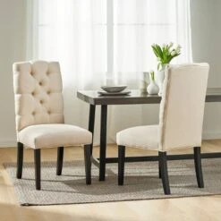 Set Of 2 Berlin Tufted Fabric Dining Chair Natural - Christopher Knight Home -Living Furniture GUEST 0db9eb6c 7150 47dd bf2c e19d7c29ce65