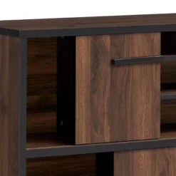 Hurlbut Modern Industrial Wooden 6 Bottle Wine Cabinet Walnut/Black/Dark Brown - Christopher Knight Home -Living Furniture GUEST 0f6dad97 af94 4454 89f7 a315747e3dce