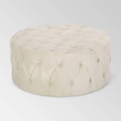 Orla Modern Glam Round Ottoman - Christopher Knight Home 4 Orla Modern Glam Round Ottoman - Christopher Knight Home - Image 4
