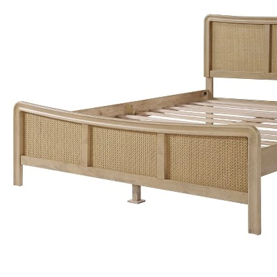 Christopher Knight Home Odila Boho Wood Platform Bed With Rattan Curved Adjustable Height Headboard 8 Christopher Knight Home Odila Boho Wood Platform Bed With Rattan Curved Adjustable Height Headboard - Image 8