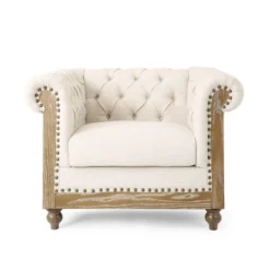 Voll Chesterfield Tufted Fabric Club Chair With Nailhead Trim - Christopher Knight Home -Living Furniture GUEST 109183e6 5e85 45e4 a6ed d10d56c04507