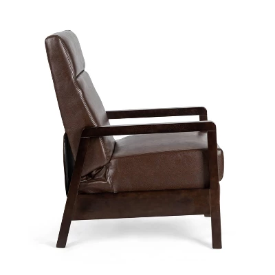 Fernhill Mid Century Modern Faux Leather Upholstered Pushback Recliner Dark Brown/Dark Espresso - Christopher Knight Home 2 Fernhill Mid Century Modern Faux Leather Upholstered Pushback Recliner Dark Brown/Dark Espresso - Christopher Knight Home - Image 2