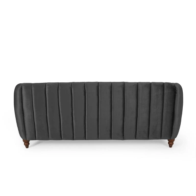 Richland Modern Glam Velvet Channel Stitch 3 Seater Sofa - Christopher Knight Home 2 Richland Modern Glam Velvet Channel Stitch 3 Seater Sofa - Christopher Knight Home - Image 2