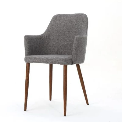Set Of 2 Mid-Century Modern Fabric Dining Chairs, Accent Side Chair, Leisure Chairs With Wood-Finish Metal Legs, Christopher Knight Home Armchair 3 Set Of 2 Mid-Century Modern Fabric Dining Chairs, Accent Side Chair, Leisure Chairs With Wood-Finish Metal Legs, Christopher Knight Home Armchair - Image 3