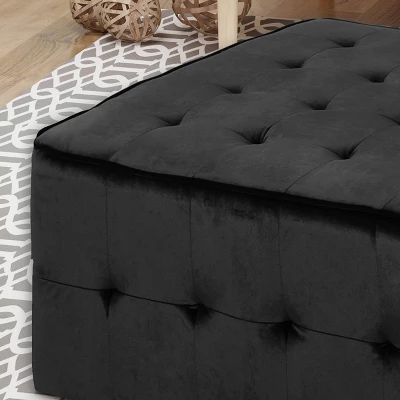 Judson Glam Tufted Velvet Ottoman Black - Christopher Knight Home 2 Judson Glam Tufted Velvet Ottoman Black - Christopher Knight Home - Image 2