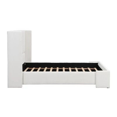 Christopher Knight Home Octavia Modern Upholstered Bed With Tall Headboard, White 5 Christopher Knight Home Octavia Modern Upholstered Bed With Tall Headboard, White - Image 5