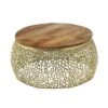 Christopher Knight Home Mandi Modern Aluminium And Mango Wood Handcrafted Round Coffee Table