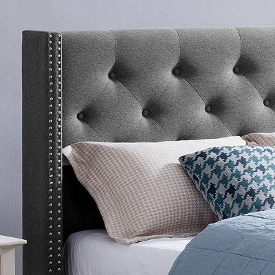 Queen Roz Upholstered Traditional Bed Charcoal Gray - Christopher Knight Home 2 Queen Roz Upholstered Traditional Bed Charcoal Gray - Christopher Knight Home - Image 2