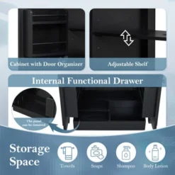 30"W Vintage Bathroom Vanity With Sink, Bathroom Cabinet With Adjustable Shelf, Drawer, Door Shelves And Soft Closing Door-Christopher Knight Home 19 30"W Vintage Bathroom Vanity With Sink, Bathroom Cabinet With Adjustable Shelf, Drawer, Door Shelves And Soft Closing Door-Christopher Knight Home -Living Furniture GUEST 1553aa31 e481 4a32 97d6 88c46345cdda