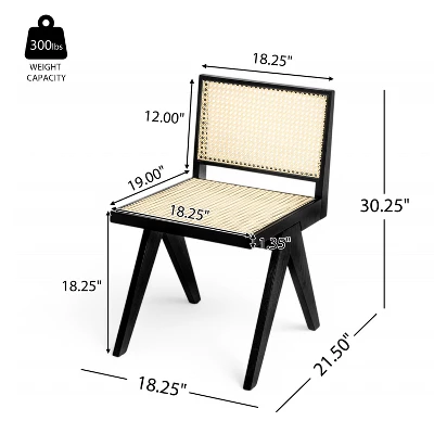 Christopher Knight Home Sepp Rubberwood And Cane Armless Dining Chair With V-Shaped Legs(Set Of 2) 2 Christopher Knight Home Sepp Rubberwood And Cane Armless Dining Chair With V-Shaped Legs(Set Of 2) - Image 2