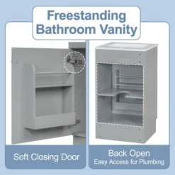 Christopher Knight Home Katniss Modern 18" Bathroom Vanity With Ceramic Sink And Adjustable Shelf -Living Furniture GUEST 15acff5e 056e 4c5c 9d4c f4a4cc27849f