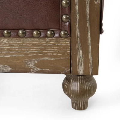 Castalia Chesterfield Tufted 3 Seater Sofa With Nailhead Trim Dark Brown/Natural - Christopher Knight Home 9 Castalia Chesterfield Tufted 3 Seater Sofa With Nailhead Trim Dark Brown/Natural - Christopher Knight Home - Image 9