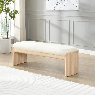 Christopher Knight Home Bellomy Modern 51.5 Inch Rubberwood Upholstered Ottoman 8 Christopher Knight Home Bellomy Modern 51.5 Inch Rubberwood Upholstered Ottoman - Image 8