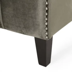 Weymouth Contemporary Channel Stitch Velvet Settee Gray - Christopher Knight Home -Living Furniture GUEST 18ec1689 58ca 43ca 9df3 7aba16c488c6