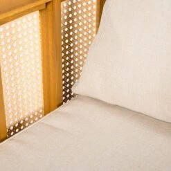 Christopher Knight Home Tighnari Boho Outdoor 5-Seater Rattan Acacia Wood V-Shaped Sectional Sofa With Cushions -Living Furniture GUEST 199e2a7b 0236 4246 a47e 94ab491c2951