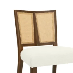 Christopher Knight Home Hassan Rubberwood Upholstered Dining Chairs With Cane Webbing(Set Of 2) -Living Furniture GUEST 19cc801d a56e 49be 92da 82ca79065b5b