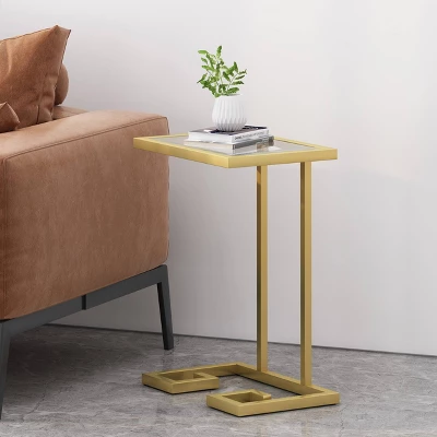 Hickson Modern Glam C Shaped End Table Gold - Christopher Knight Home 1 Hickson Modern Glam C Shaped End Table Gold - Christopher Knight Home