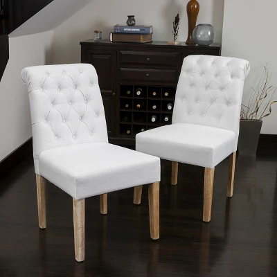 2ct Dinah Roll Top Fabric Dining Chair Set - Christopher Knight Home 3 2ct Dinah Roll Top Fabric Dining Chair Set - Christopher Knight Home - Image 3