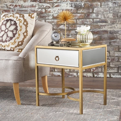 Siryen Modern Side Table Mirrored Gold - Christopher Knight Home 1 Siryen Modern Side Table Mirrored Gold - Christopher Knight Home