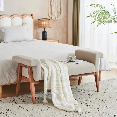 Christopher Knight Home Argus 49" Upholstered Tufted Wood Ottoman 1 Christopher Knight Home Argus 49" Upholstered Tufted Wood Ottoman