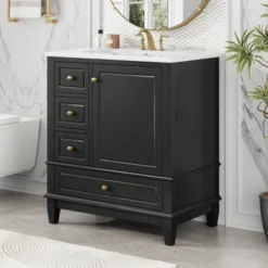 Christopher Knight Home Thomas 30" Bathroom Vanity With Sink, One Door With Shelf And Three Drawers 28 Christopher Knight Home Thomas 30" Bathroom Vanity With Sink, One Door With Shelf And Three Drawers -Living Furniture GUEST 1b9d9054 8ad8 42cc 833a a9fabf6aedd0