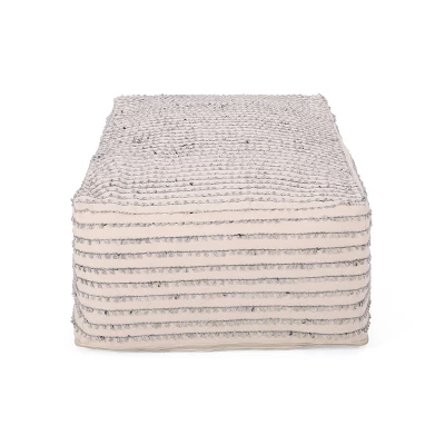 Gaddie Boho Rectangular Bean Bag Ottoman White/Gray/Black - Christopher Knight Home 2 Gaddie Boho Rectangular Bean Bag Ottoman White/Gray/Black - Christopher Knight Home - Image 2