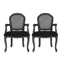 2pk Mina French Country Wood And Cane Upholstered Dining Chairs - Christopher Knight Home -Living Furniture GUEST 1c078ae2 4265 47df a154 65e78665cc91