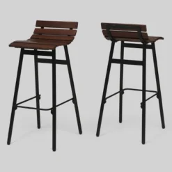 Set Of 2 Pepperwood Wooden Barstool - Christopher Knight Home -Living Furniture GUEST 1c172cb6 02f9 4659 a415 e2ab61af635c