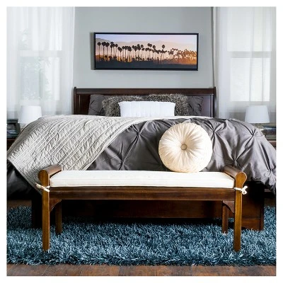 Nelson Wood Bench With Cushion Mahogany - Christopher Knight Home 1 Nelson Wood Bench With Cushion Mahogany - Christopher Knight Home