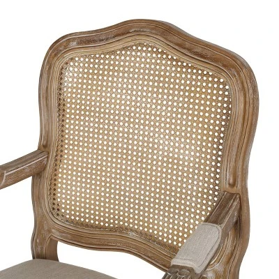 Set Of 2 Andrea French Country Wood And Cane Upholstered Dining Armchairs - Christopher Knight Home 9 Set Of 2 Andrea French Country Wood And Cane Upholstered Dining Armchairs - Christopher Knight Home - Image 9